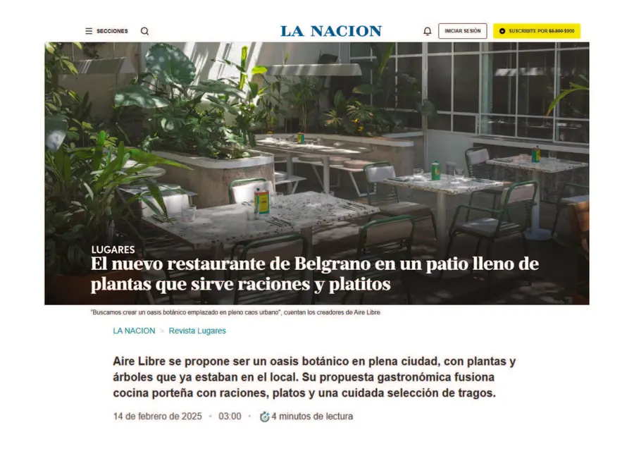 La Nación, nota sobre Aire Libre
